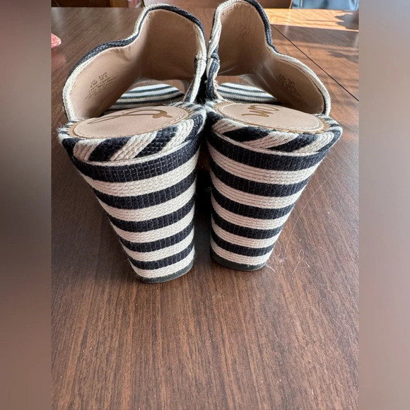 Sam Edelman Rheta black white striped mules chunk heel 8.5 - Picture 5 of 5